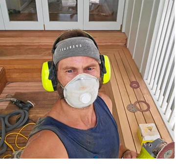 The owner of Fine Finished Floors on a Gold Coast job