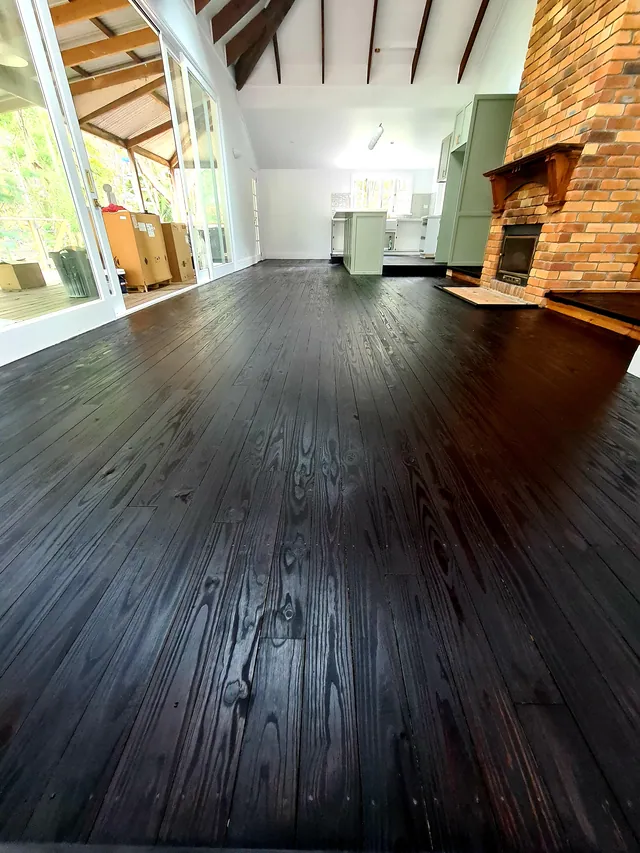 Black stained wooden floors Gold Coast