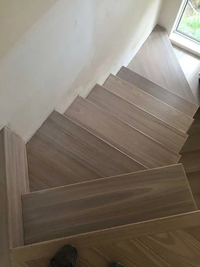 Blackbutt flooring and stairs with a Feast Watson water-based lime wash finish (view 3)