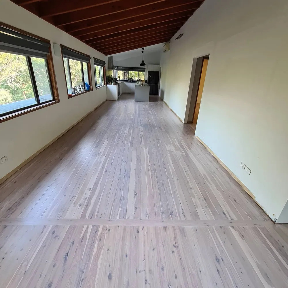 Gold Coast floor sanding with limewash finish over Cypress Pine