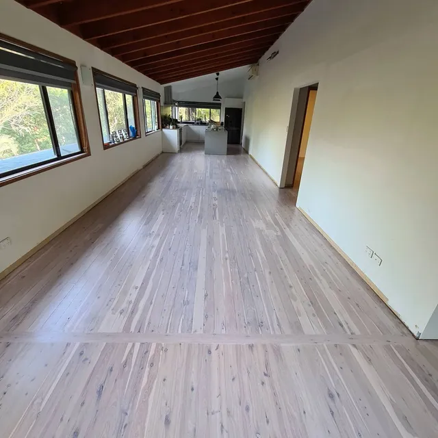 Gold Coast floor sanding with limewash finish over Cypress Pine