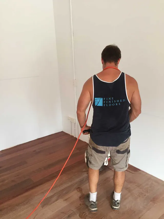 Hard wax oil burnishing timber floor, Gold Coast (view 3)