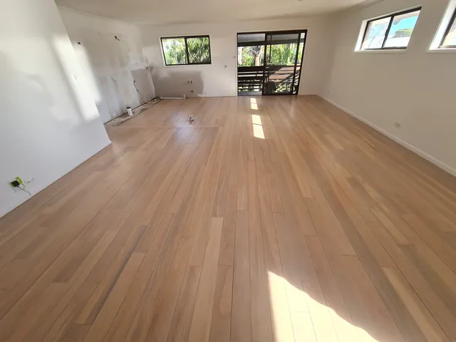 Polyurethane floor restoration in Gold Coast with limewash finish