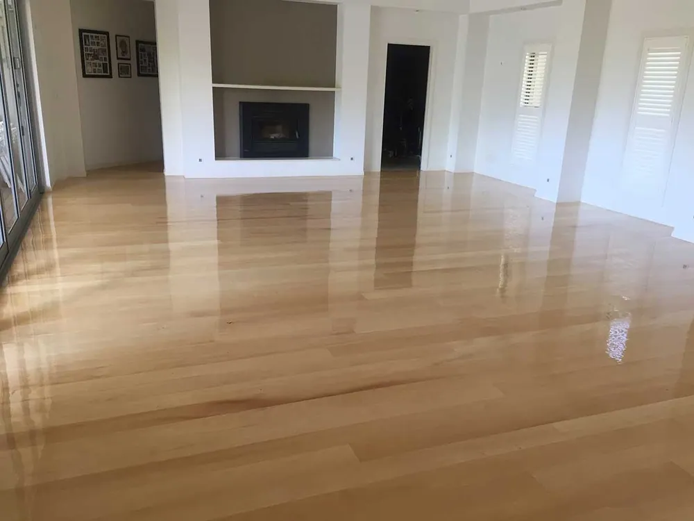 Resand old finish to new water-based satin finish timber floor, Gold Coast