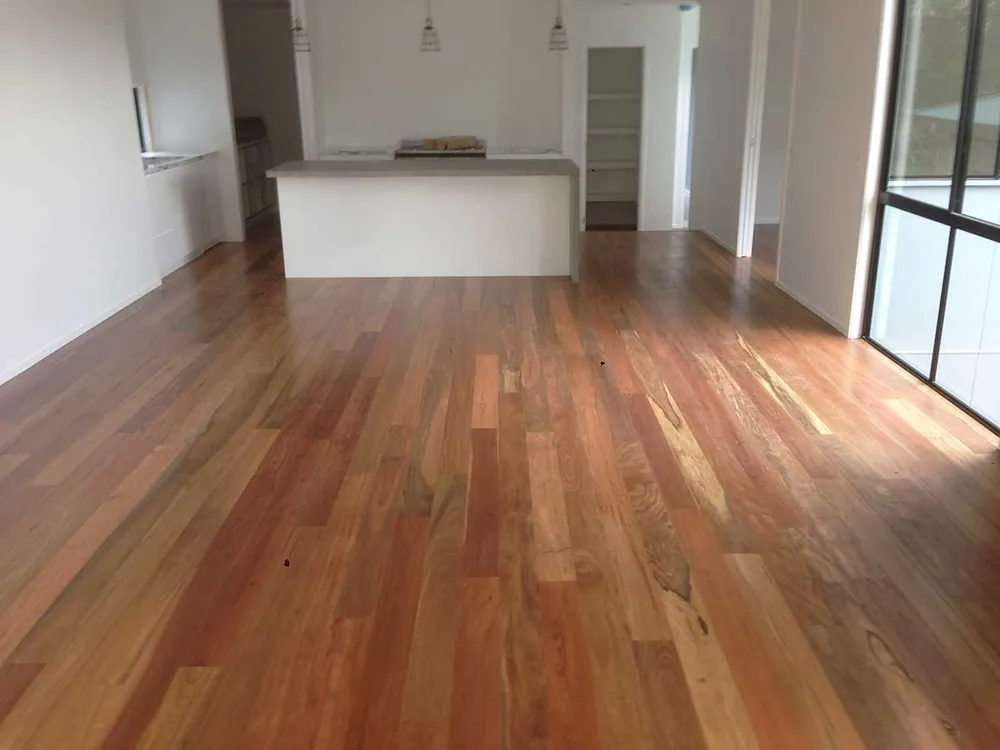 Wide board spotted gum floor with a water-based satin finish (view 2)