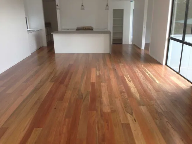 Wide board spotted gum floor with a water-based satin finish (view 2)