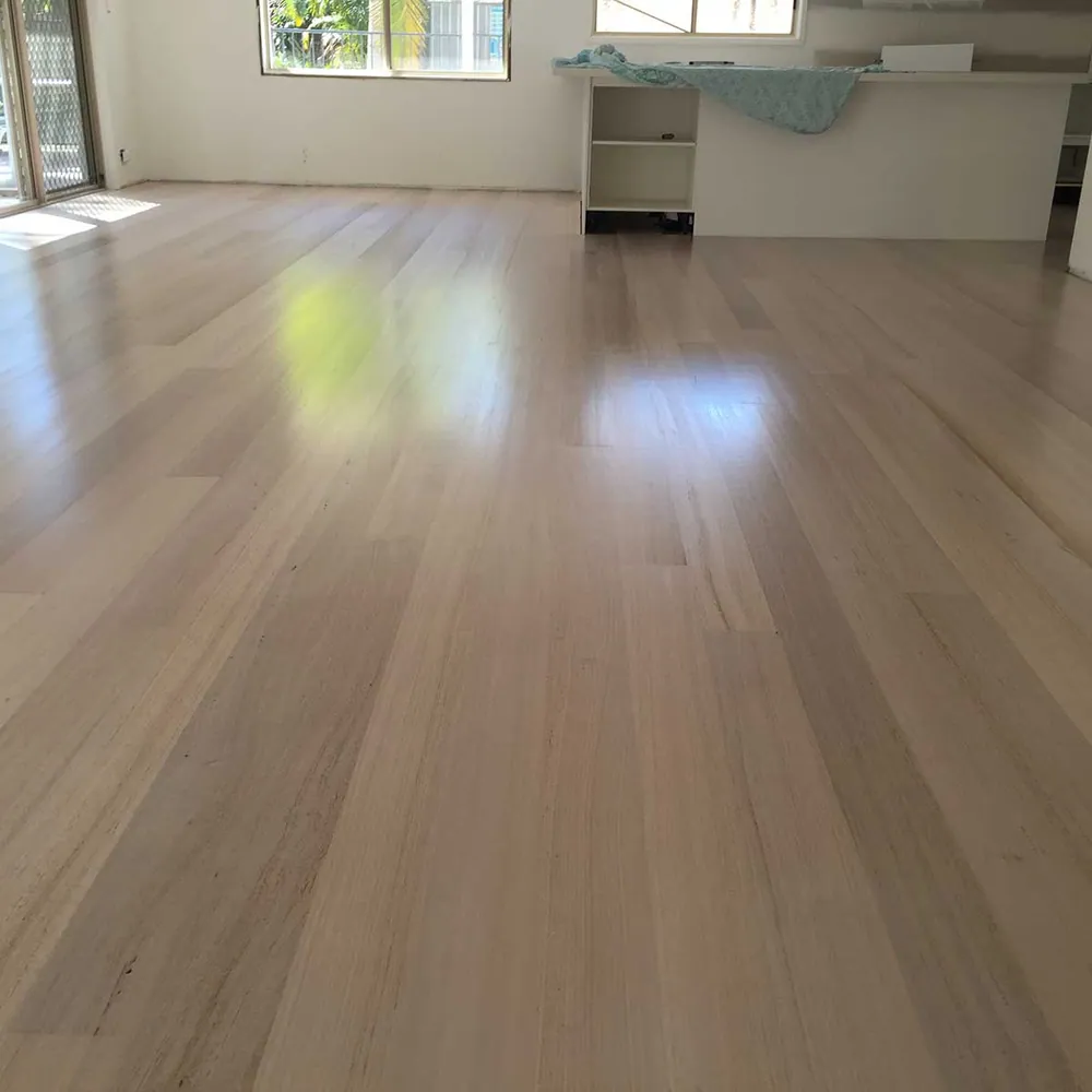 Wide board Tasmanian oak with a Feast Watson lime wash water-based satin finish timber floor, Gold Coast
