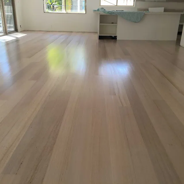 Wide board Tasmanian oak with a Feast Watson lime wash water-based satin finish timber floor, Gold Coast