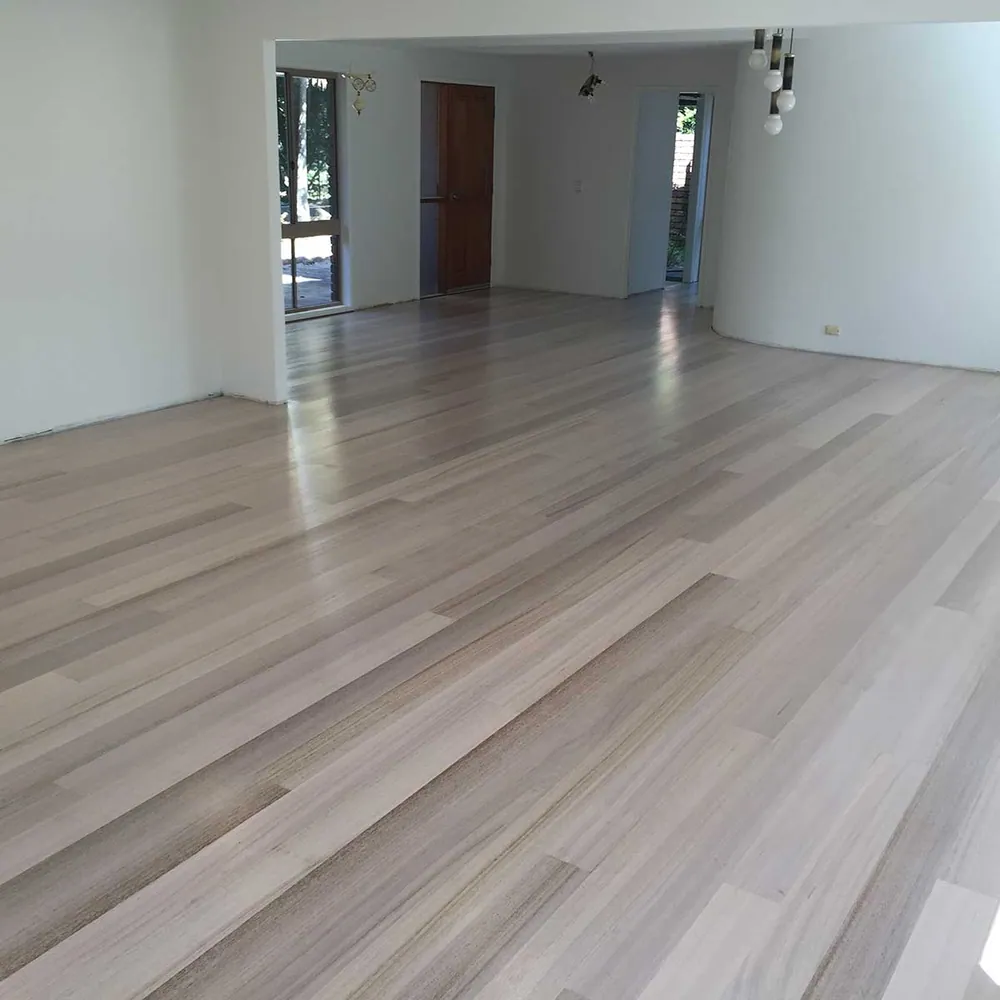 Wide board Tasmanian oak with Feast Watson lime wash and water-based satin finish timber floor, Gold Coast
