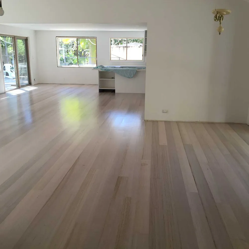 Wide board Tasmanian oak with Feast Watson lime wash water-based satin finish timber floor, Gold Coast